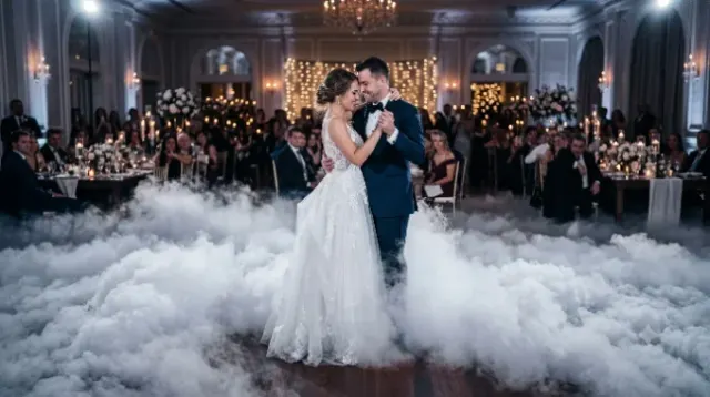 Efecto de humo con hielo seco en un evento